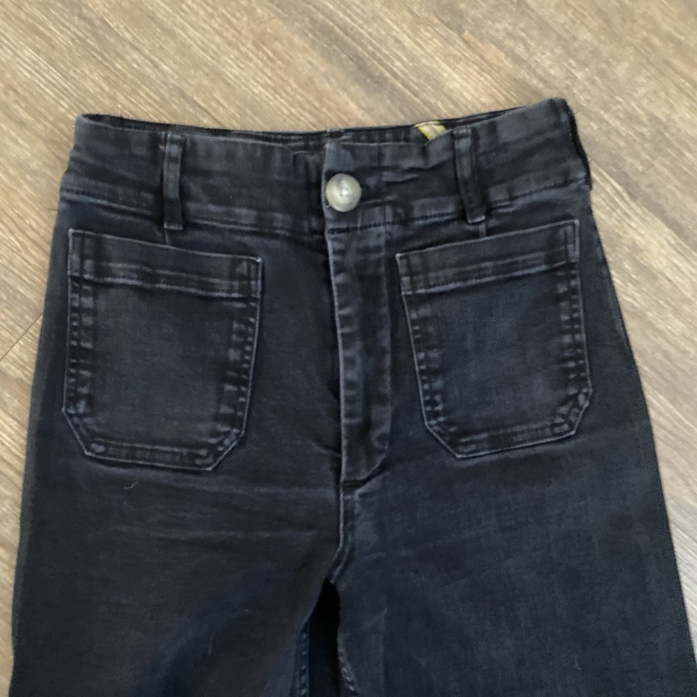 Anthropologie Maeve The Colette Crop Wide-Leg Black Denim Size 27 - Picture 3 of 8